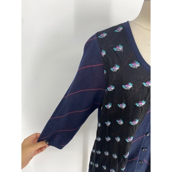 Anthropologie Moth Pistriped Fox pattern Vest Cardigan - Picture 4 of 11